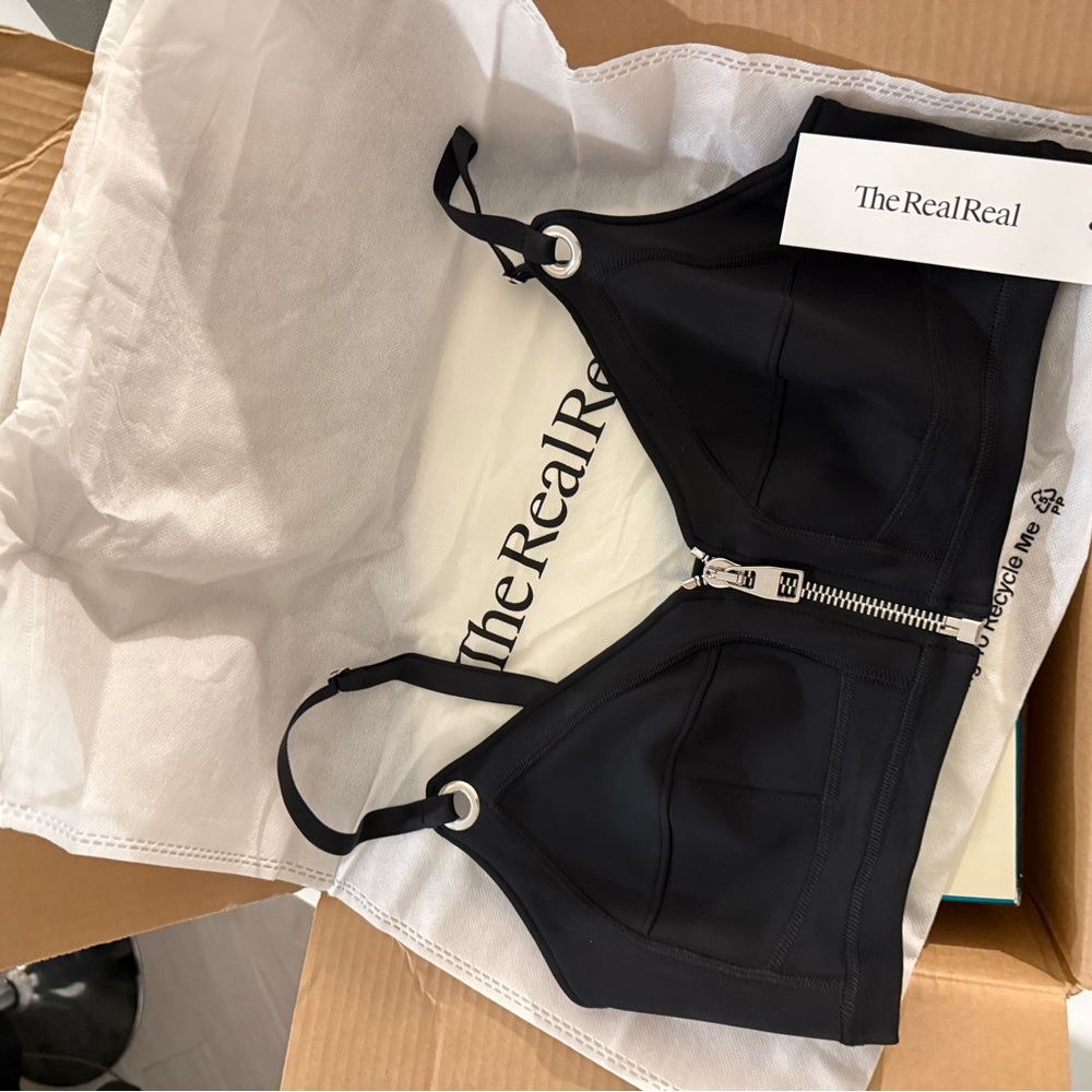 Alexander McQueen Black Zipped Bralette Cropped Top